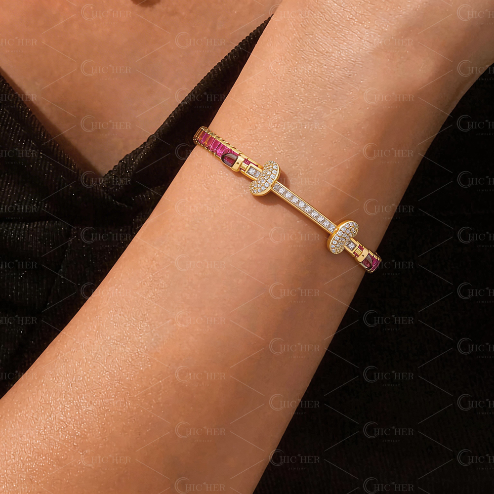 Princess Cut Rainbow Sapphire Tennis Bracelet