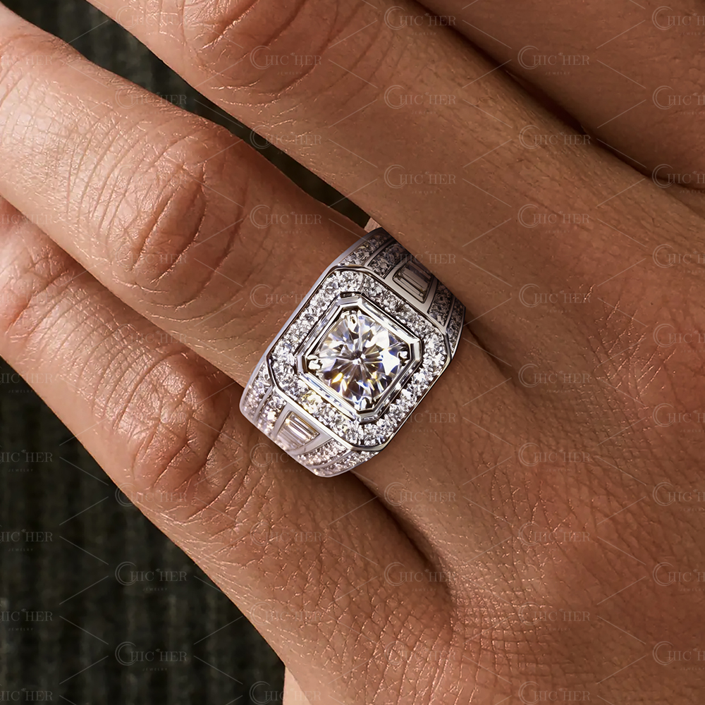 2ct Round Cut White Sapphire Men's Engagement Ring