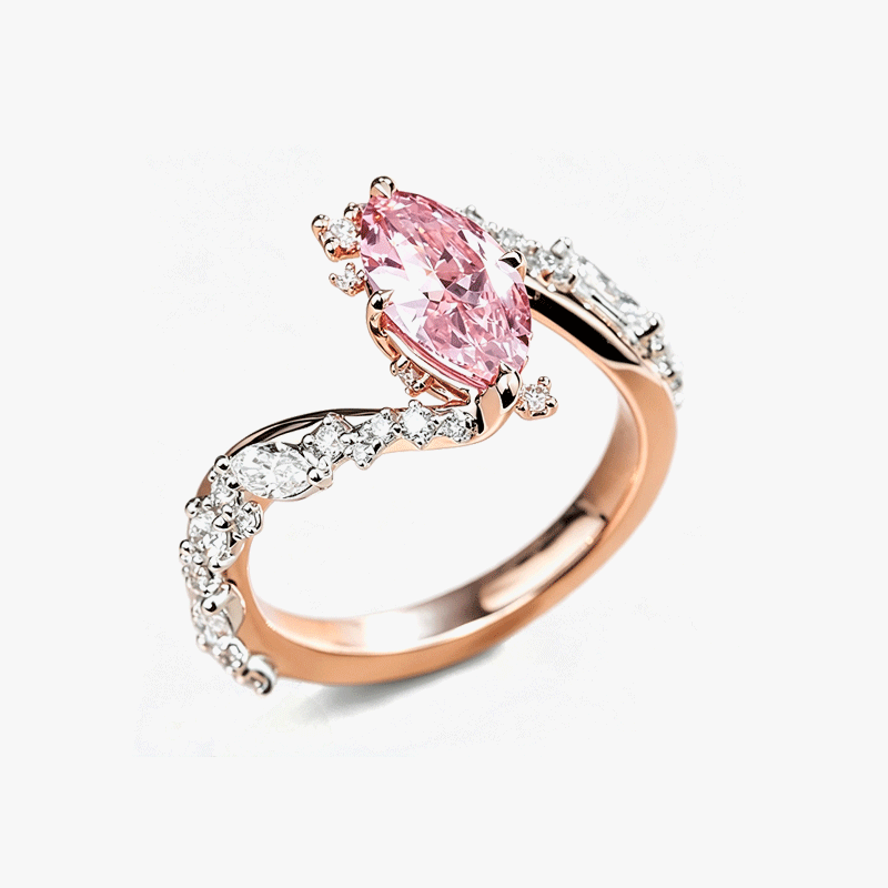Bypass Design 3ct Marquise Cut Fancy Pink Sapphire Engagement Ring