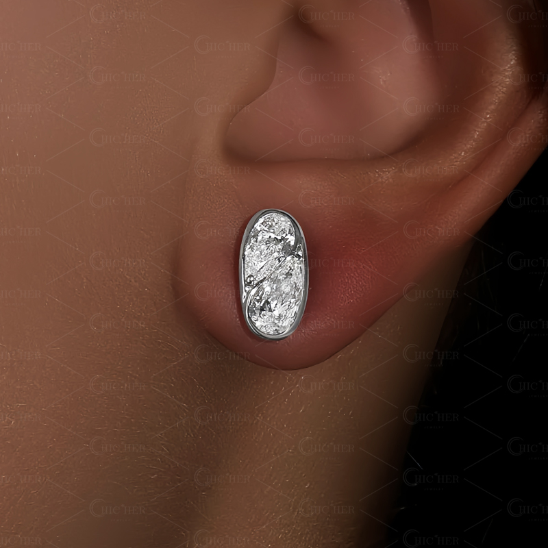 Double Pear Cut White Sapphire Stud Earrings