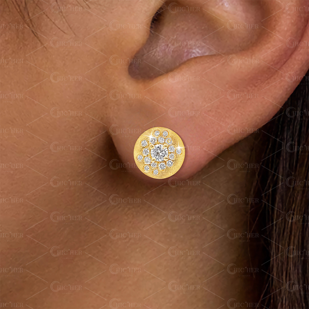 Scattered White Sapphire Stud Earrings