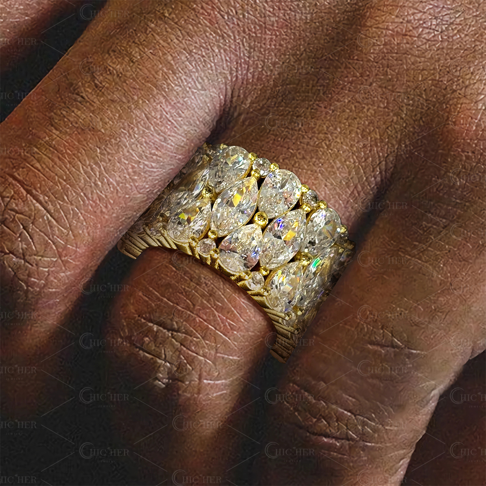 Hip Hop 4.55ct White Sapphire Men's Band