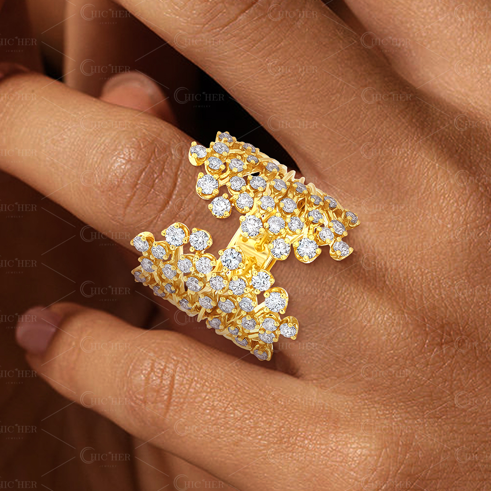 Branch Design 2.9ct Round Cut White Sapphire Open Band