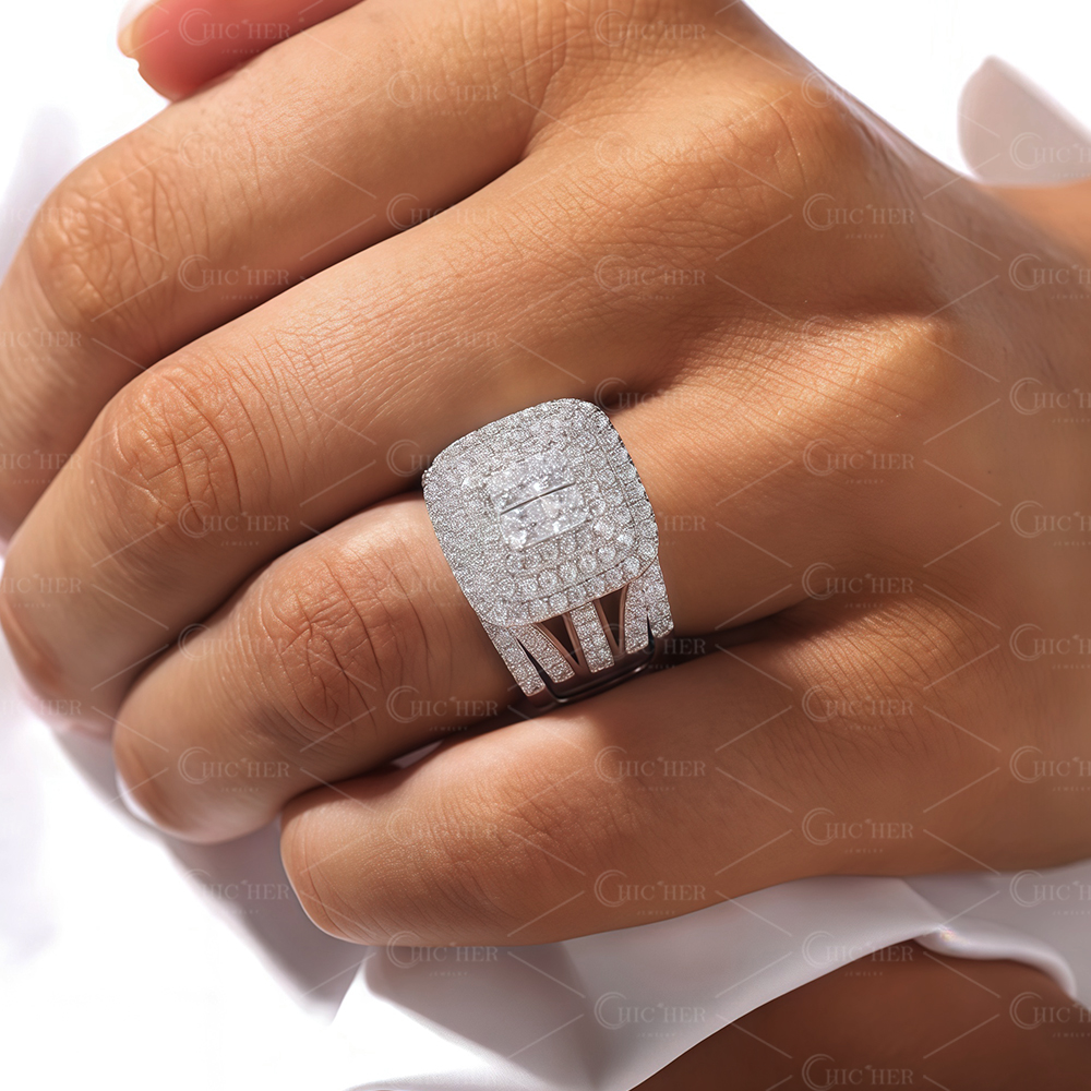 4ct Princess Cut White Sapphire Wedding Set