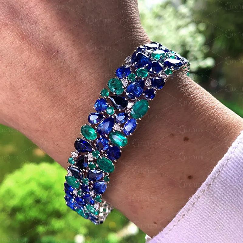 Two Tone Sapphire&Emerald Bracelet