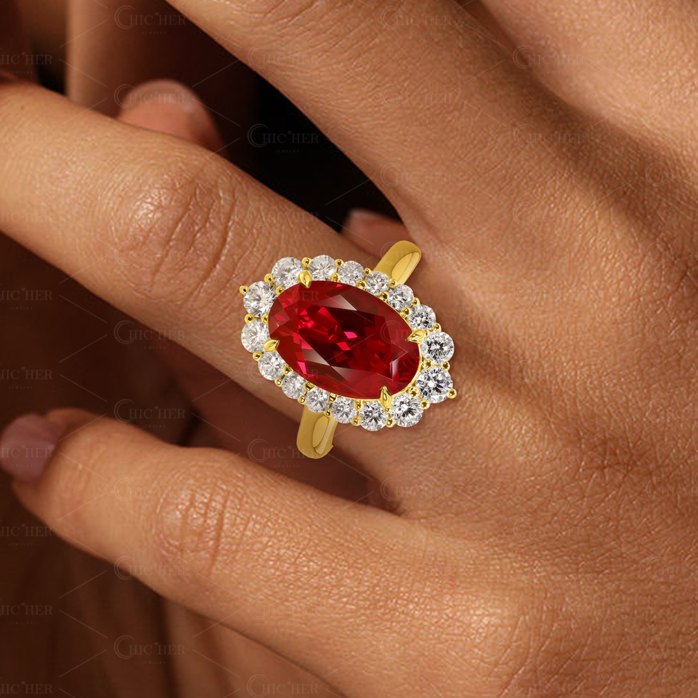 Halo 4ct Oval Cut Ruby Sapphire Engagement Ring