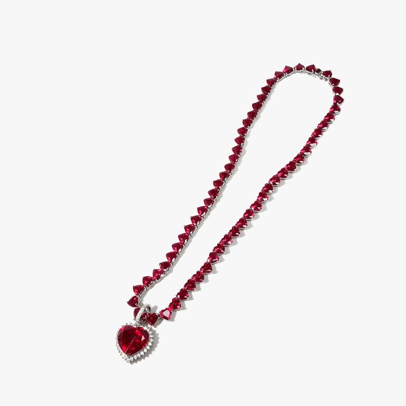 Heart Cut Ruby Sapphire Pendant Necklace