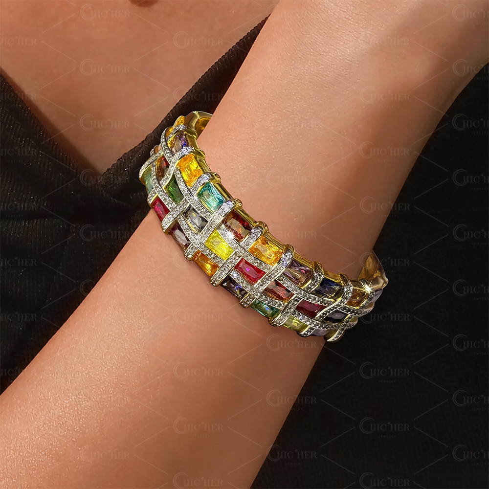 Colorful Gemstone Bangle Bracelet