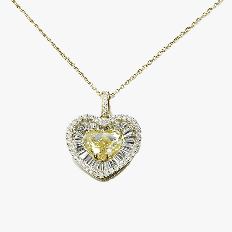 Heart Cut Yellow Sapphire Pendant Necklace