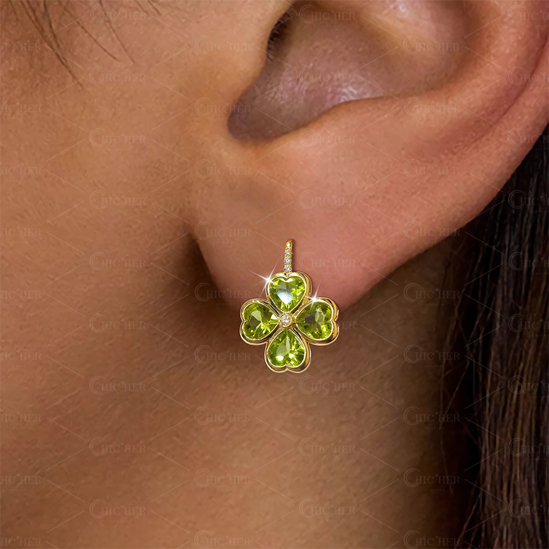 Four-Leaf Clover Peridot Earrings