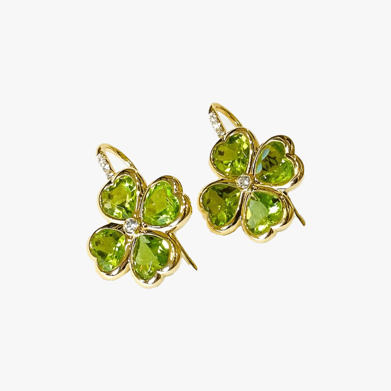 Four-Leaf Clover Peridot Earrings