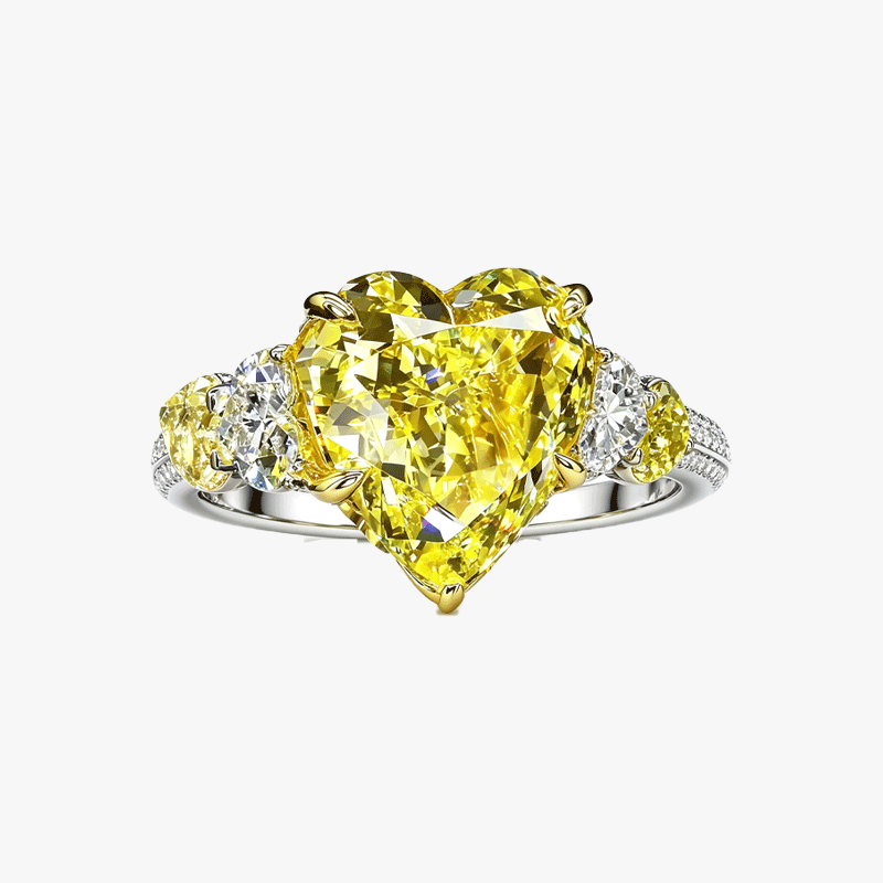 6ct Heart Cut Yellow Sapphire Full Diamond Ring