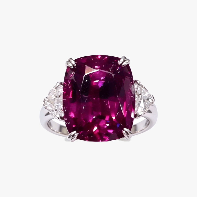 4ct Cushion Cut Ruby Sapphire Three Stone Ring