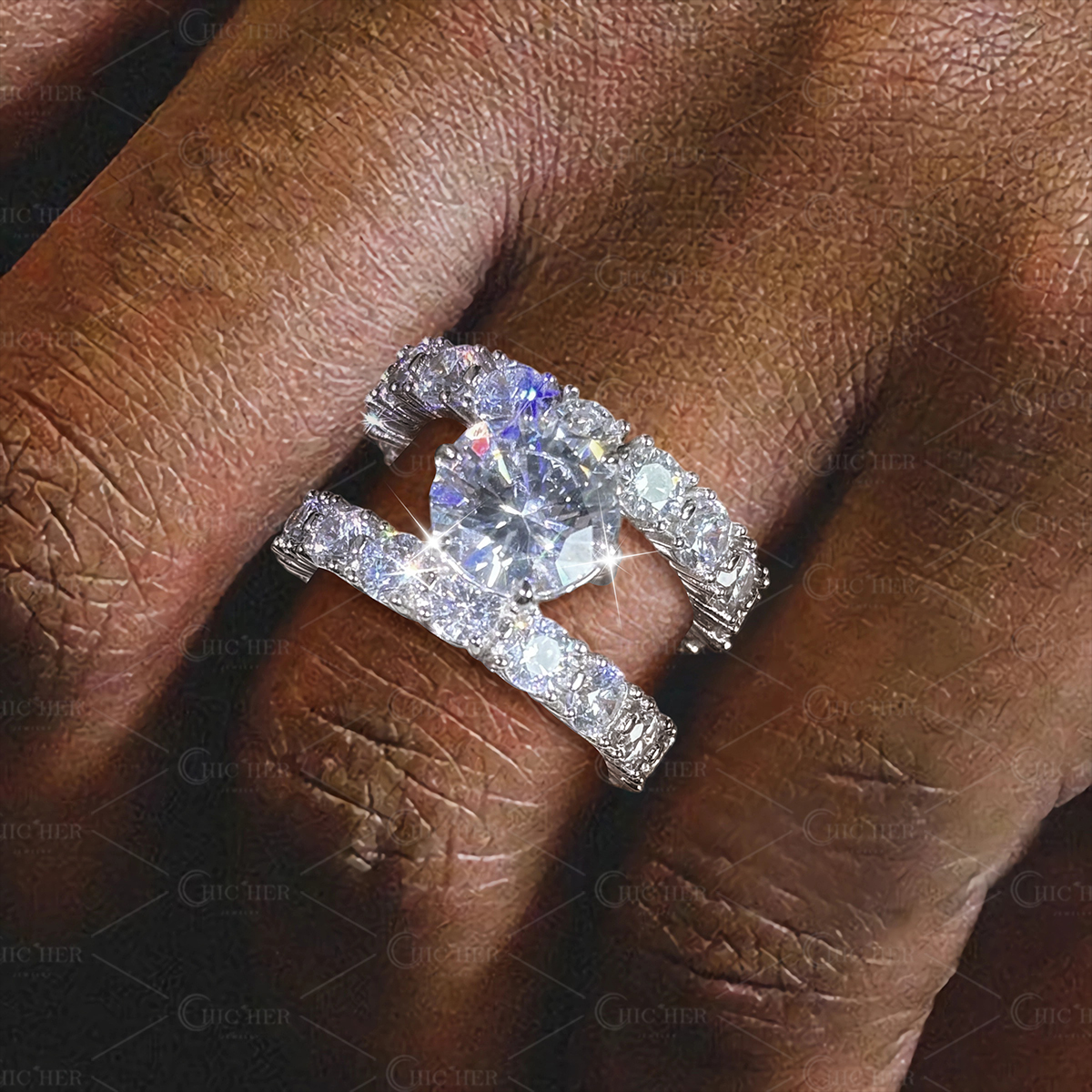 5ct Round Cut White Sapphire Sapphire Ring for Men