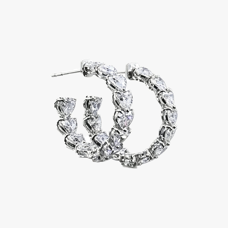 Heart Cut White Sapphire Hoop Earrings