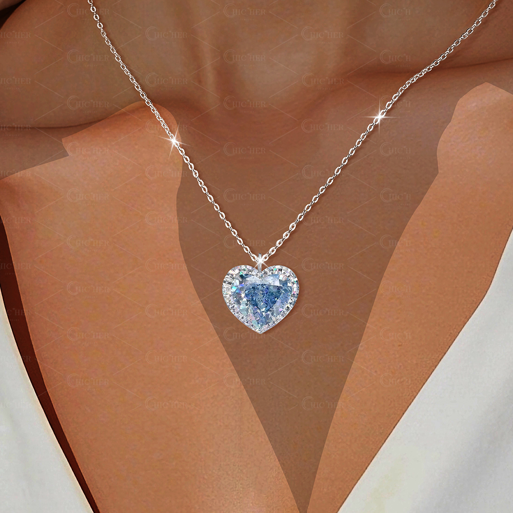 Love Heart Cut Aquamarine Pendant Necklace
