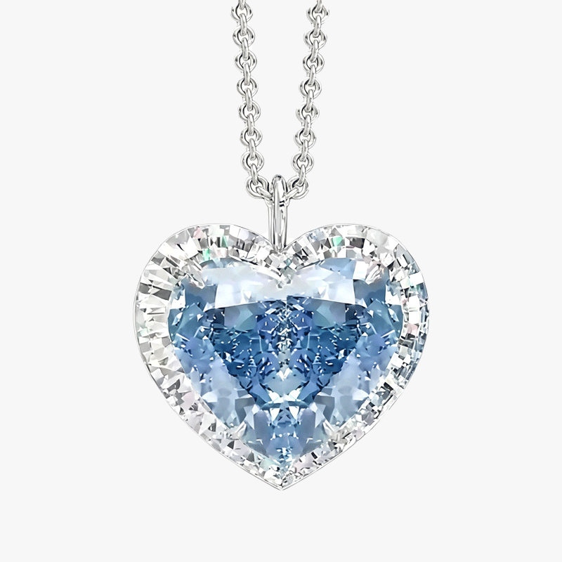 Love Heart Cut Aquamarine Pendant Necklace
