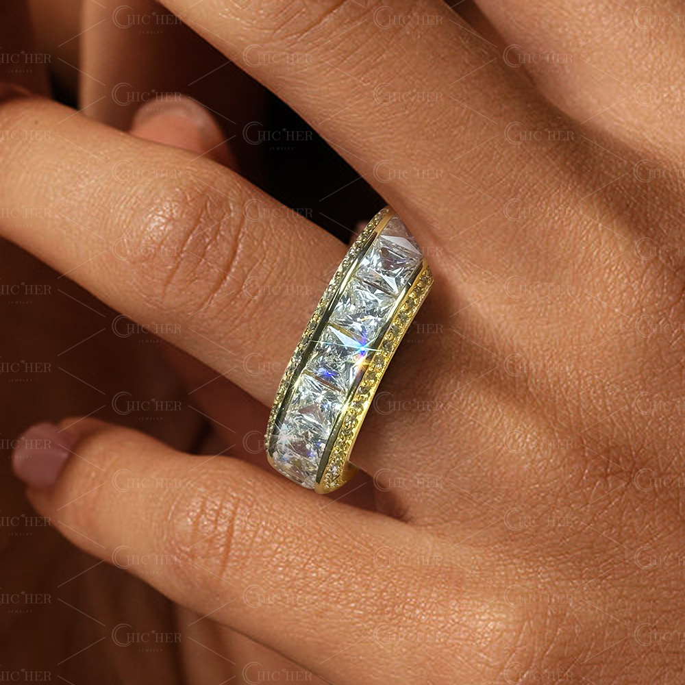 Classic Princess Cut White Sapphire Wedding Band
