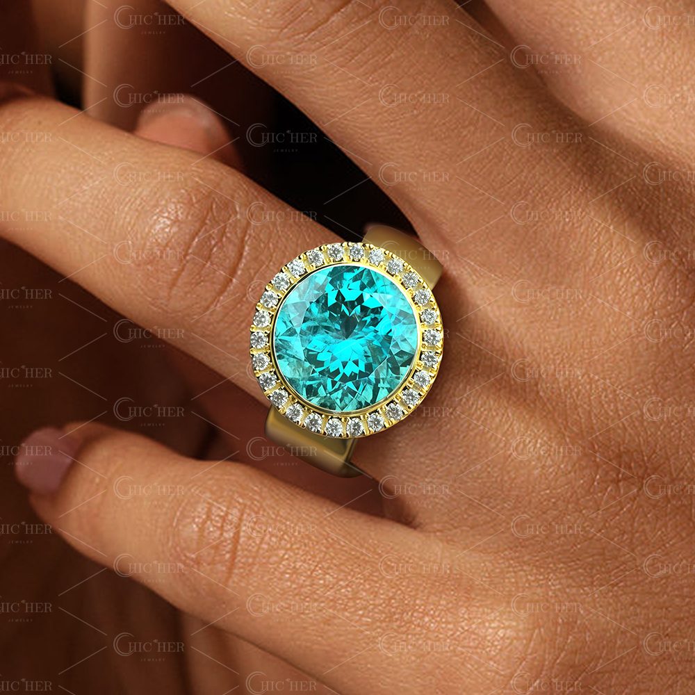 5ct Round Cut Aquamarine Engagement Ring