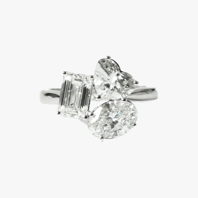 Multi-Cut Three-stone White Sapphire Engagement Ring