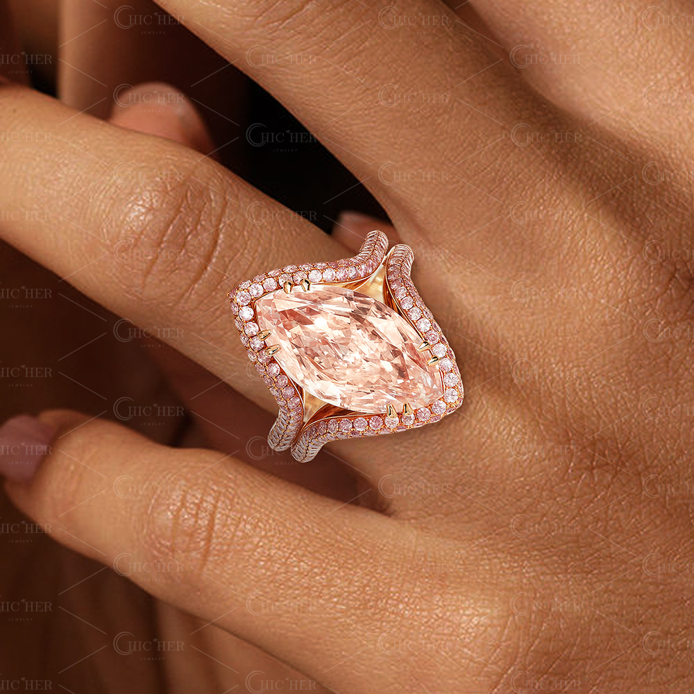 3ct Marquise Cut Pink Sapphire Engagement Ring