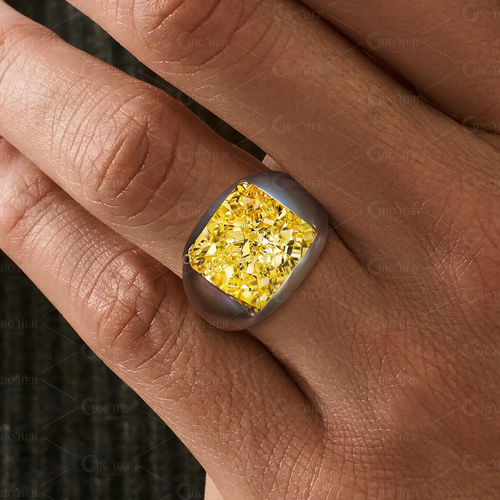 4ct Radiant Cut Yellow Sapphire Men's Ring