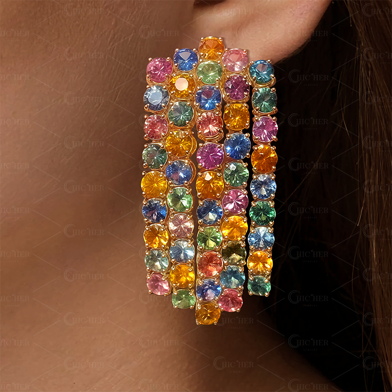 Round Cut Tassel design colorful Design Drop Earrings