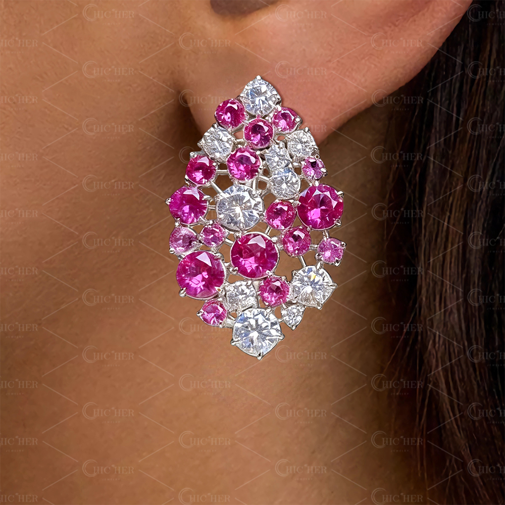 Whimsical Pastel 9ctw Round Cut Lavender & White Drop Earrings