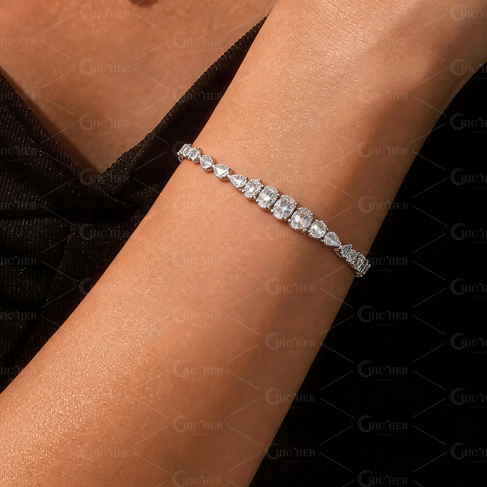 Oval & Pear Cut White Sapphire Bracelet