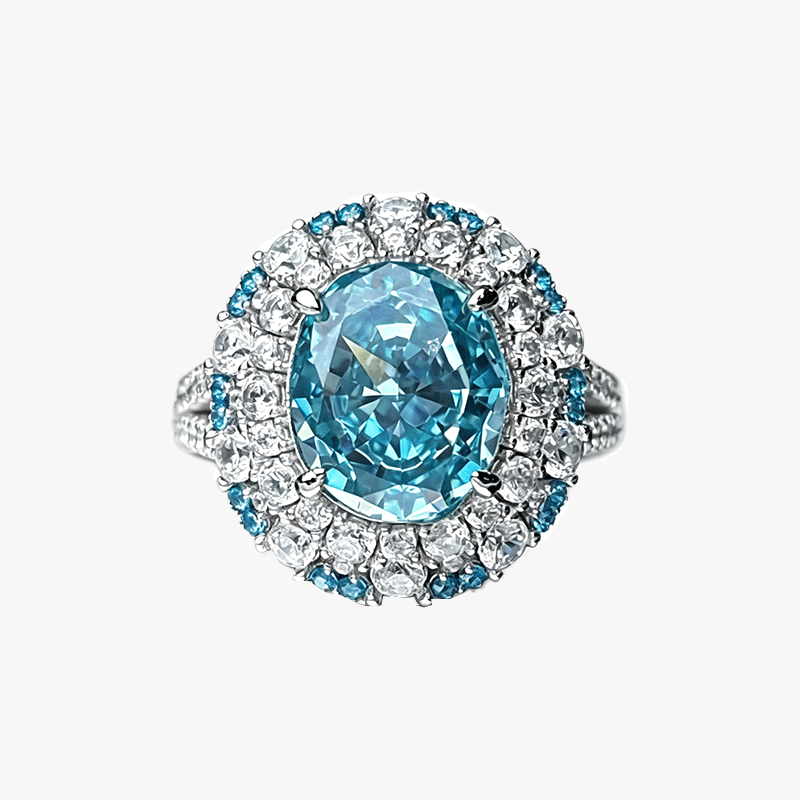 Paraiba Tourmaline & White Sapphire Double Halo Ring