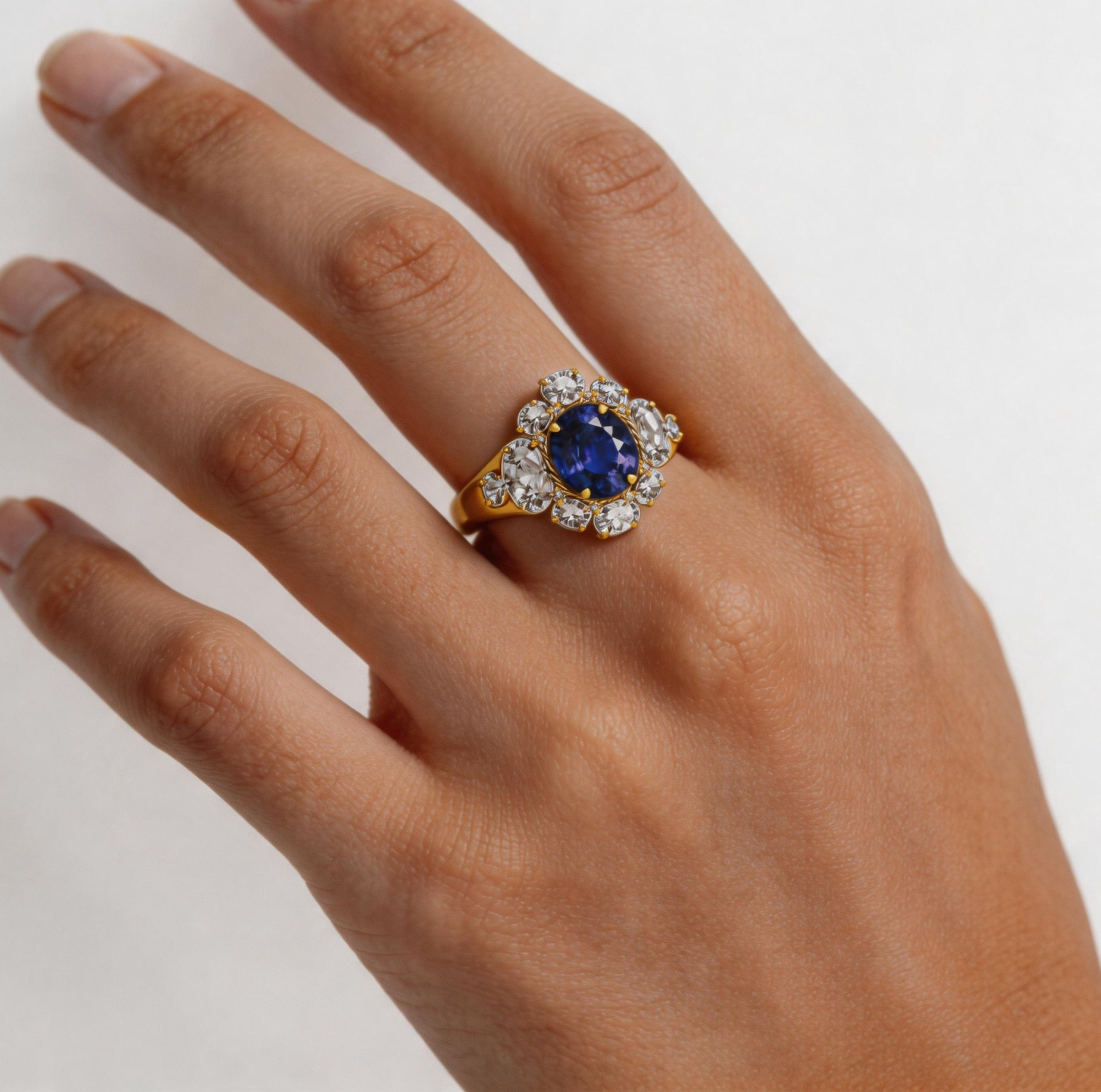 Original Design - 2ct Oval Cut Blue Sapphire Engagement Ring