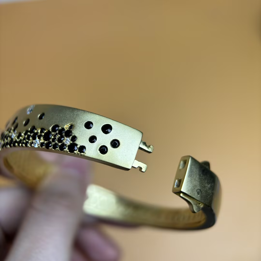 Scattered Black&White Sapphire Confetti Bangle Bracelet