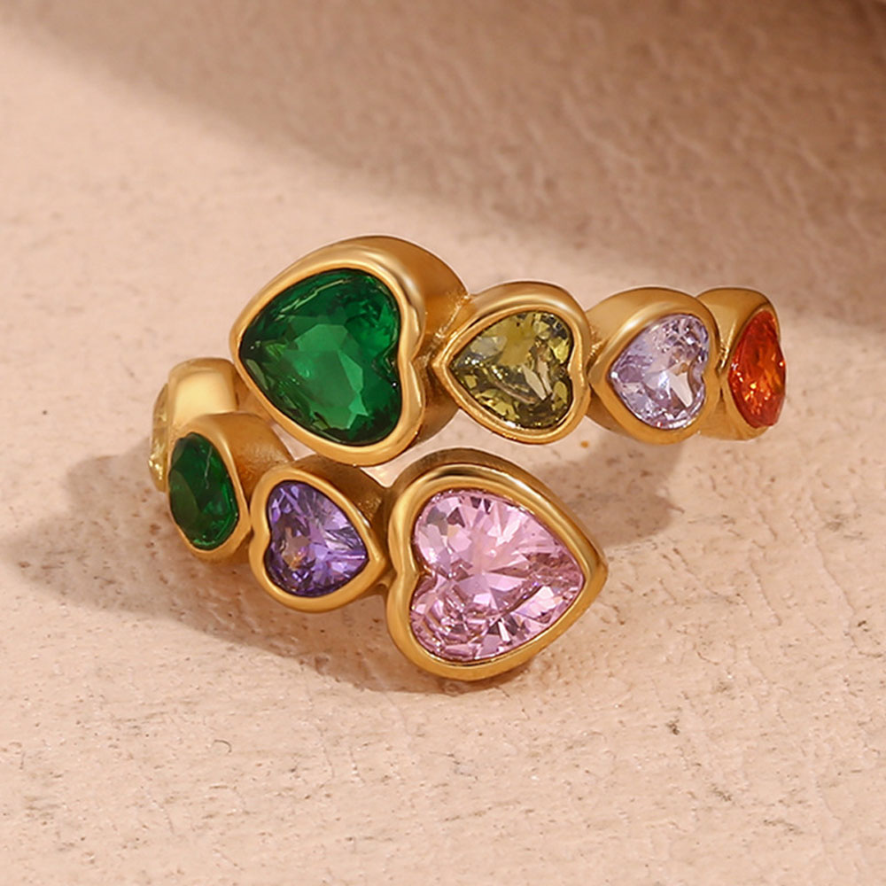 2.5ct Bezel Setting Heart Cut Multi-color Wedding Band