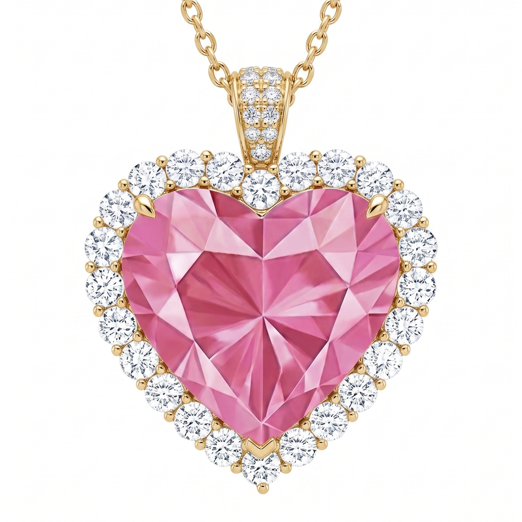 5ct Heart Cut Pink Sapphire Necklace