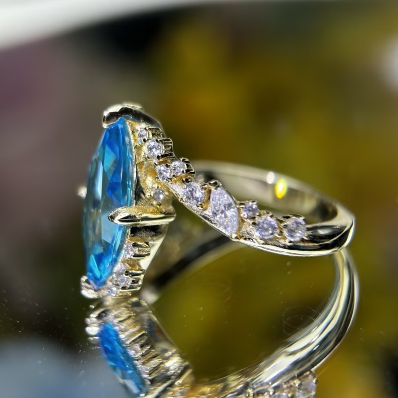 3ct Marquise Cut Fancy Aquamarine Sapphire Engagement Ring