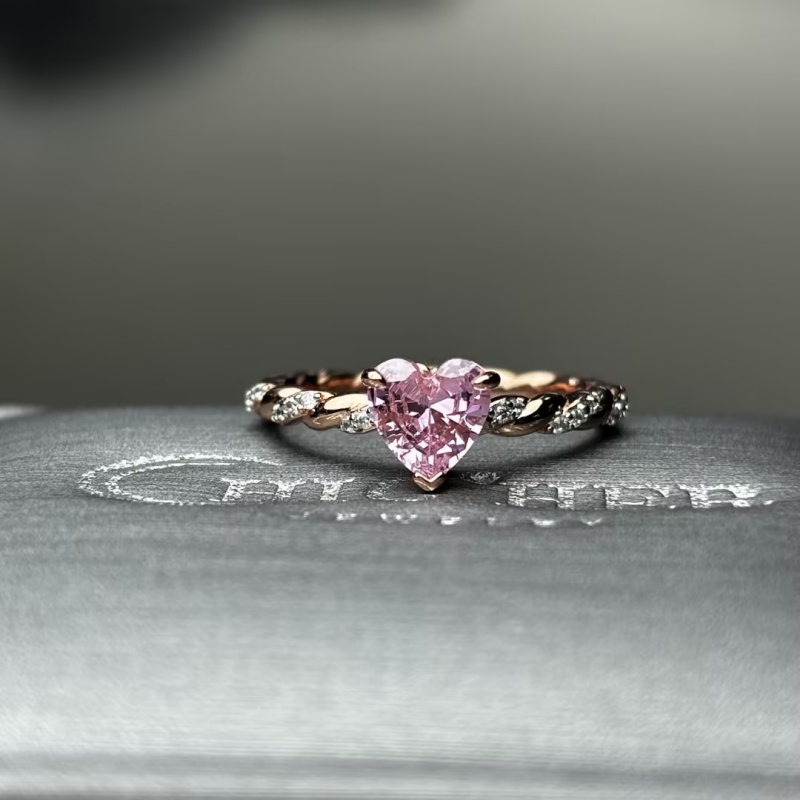 Romantic Rose Gold 2ct Heart Cut Pink Sapphire Engagement Ring