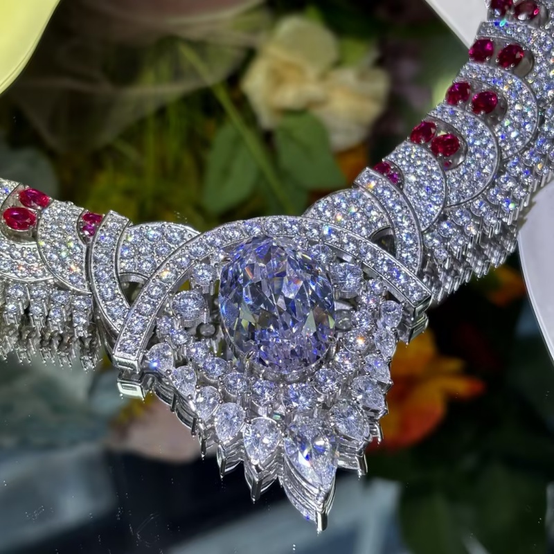 Original Design - Ruby & White Sapphire Necklace