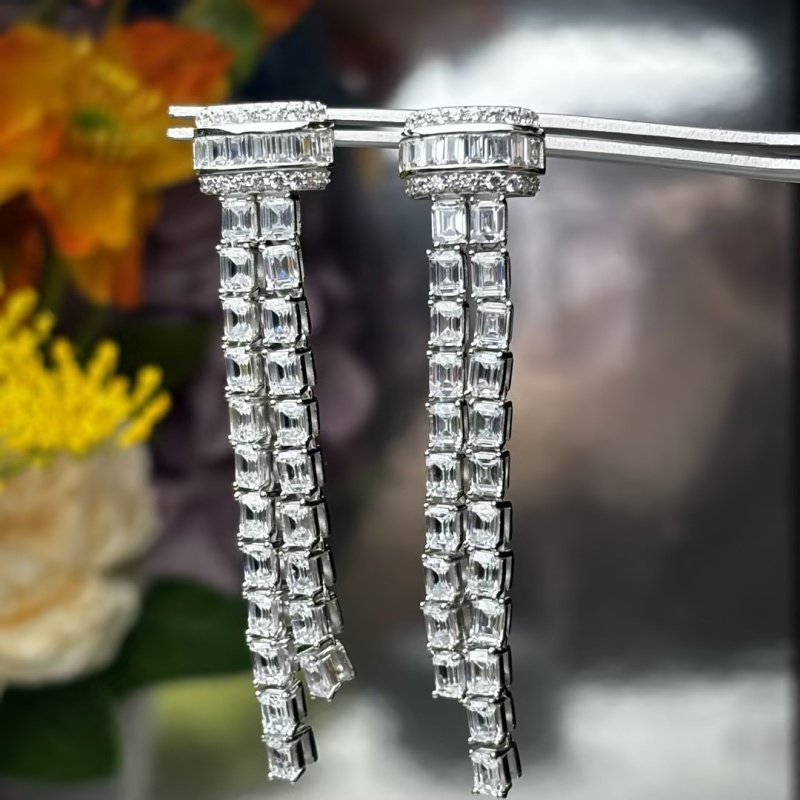 Emerald & Round Cut Gradient Earrings (3 Color Options)