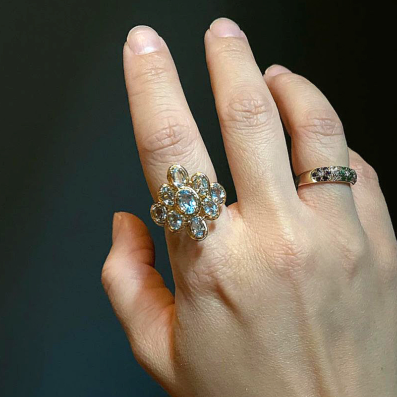 9.75ct Oval Cut Aquamarine Sapphire Eternity Ring