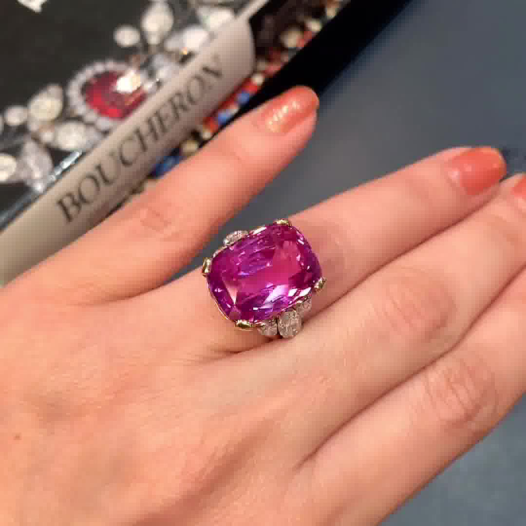 6ct Cushion Cut Pink Sapphire Engagement Ring