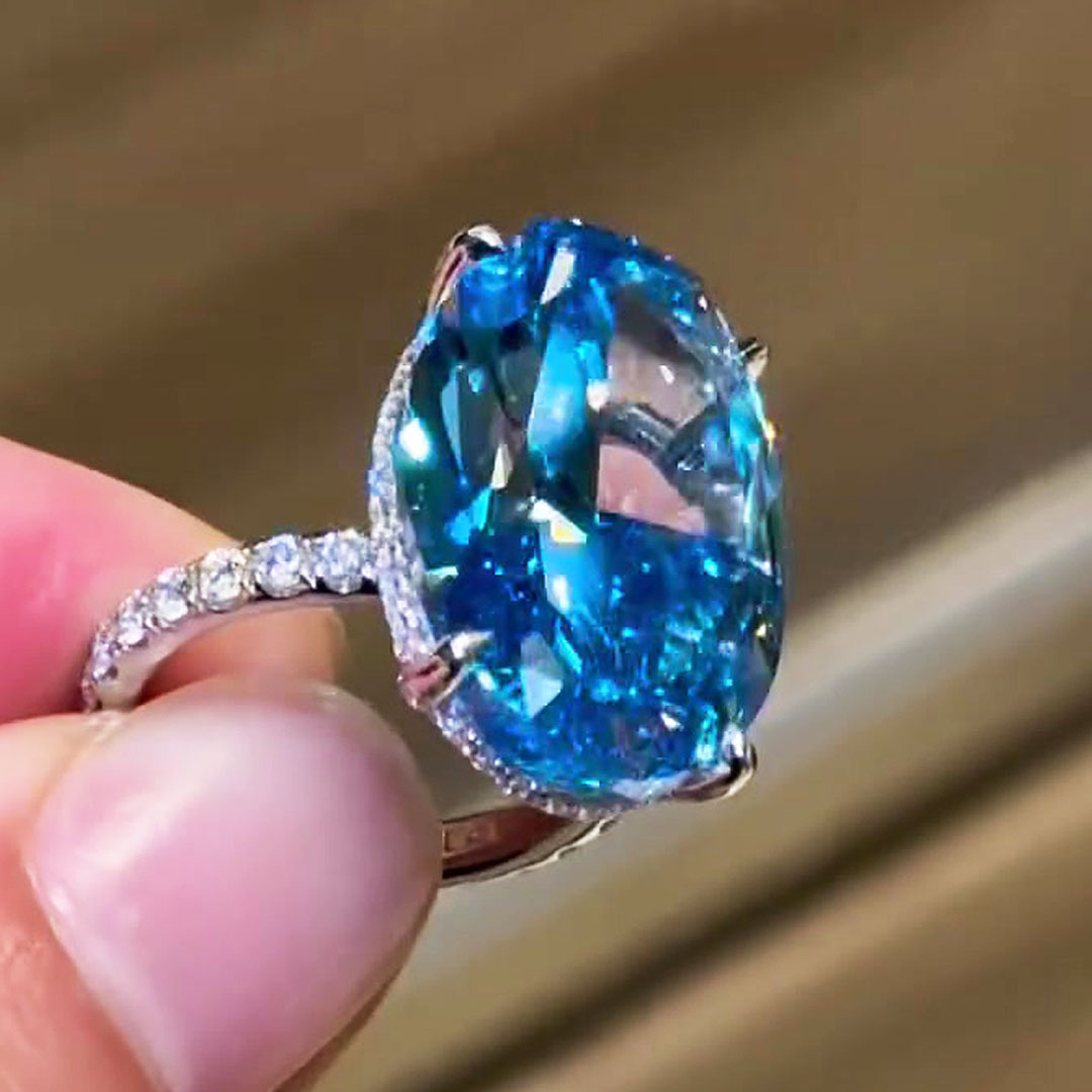 5ct Oval Cut Blue Sapphire Engagement Ring