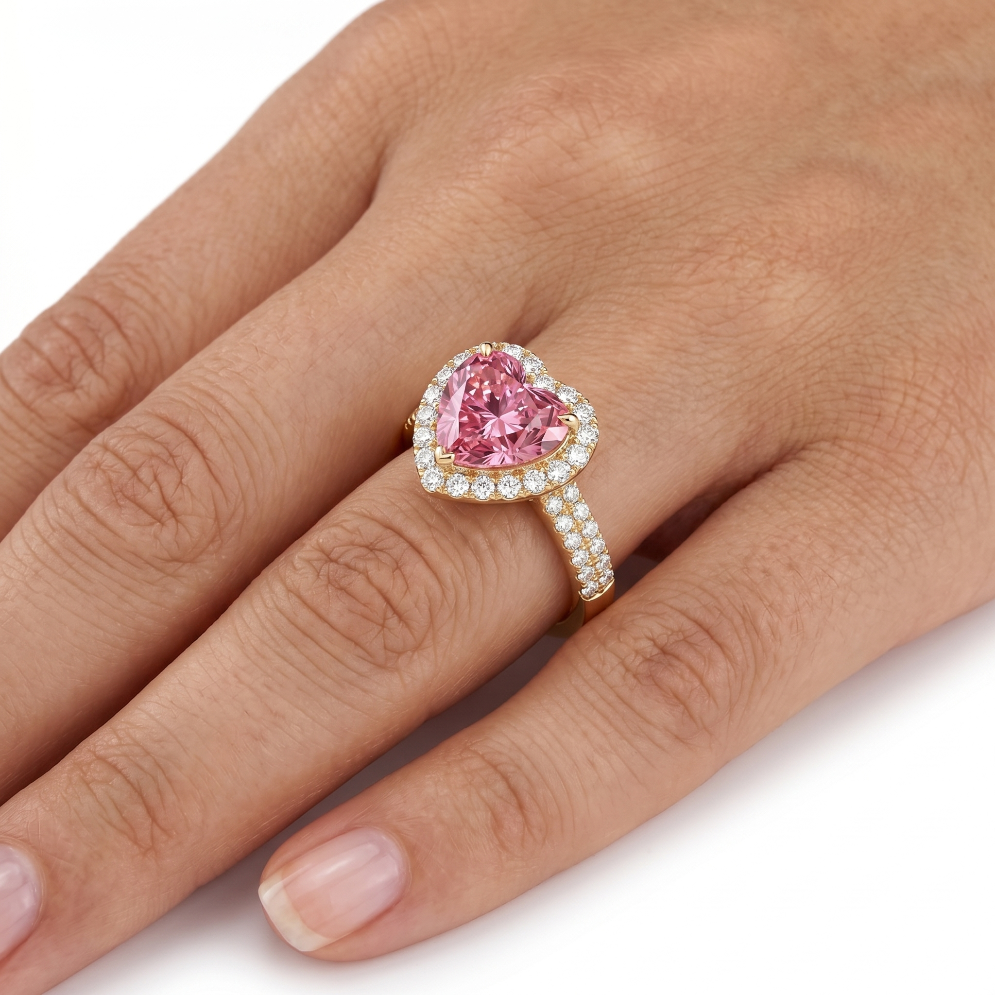 2ct Heart Cut Pink Sapphire Engagement Ring