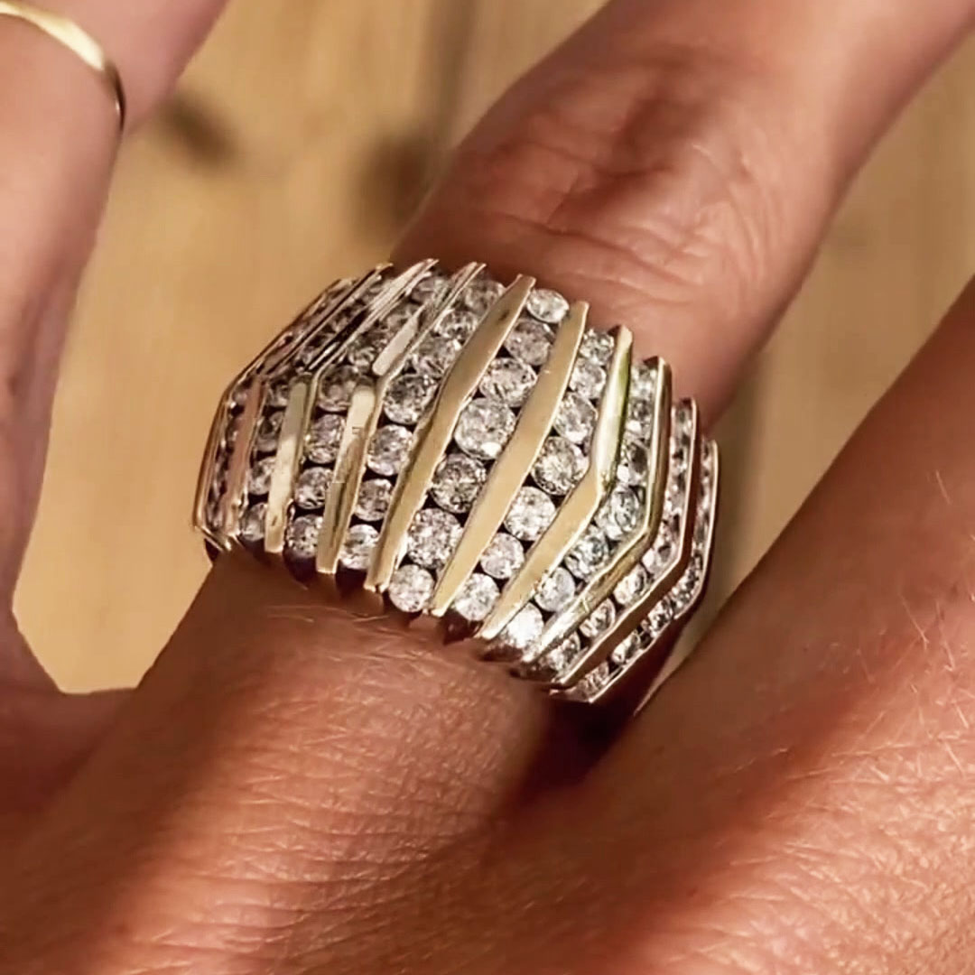 4ct Round Cut White Sapphire Channel Setting Ring