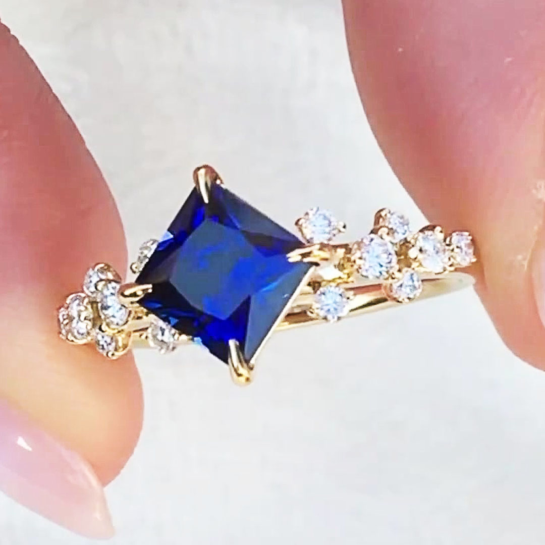 4.85ct Princess Cut Sapphire Engagement Ring