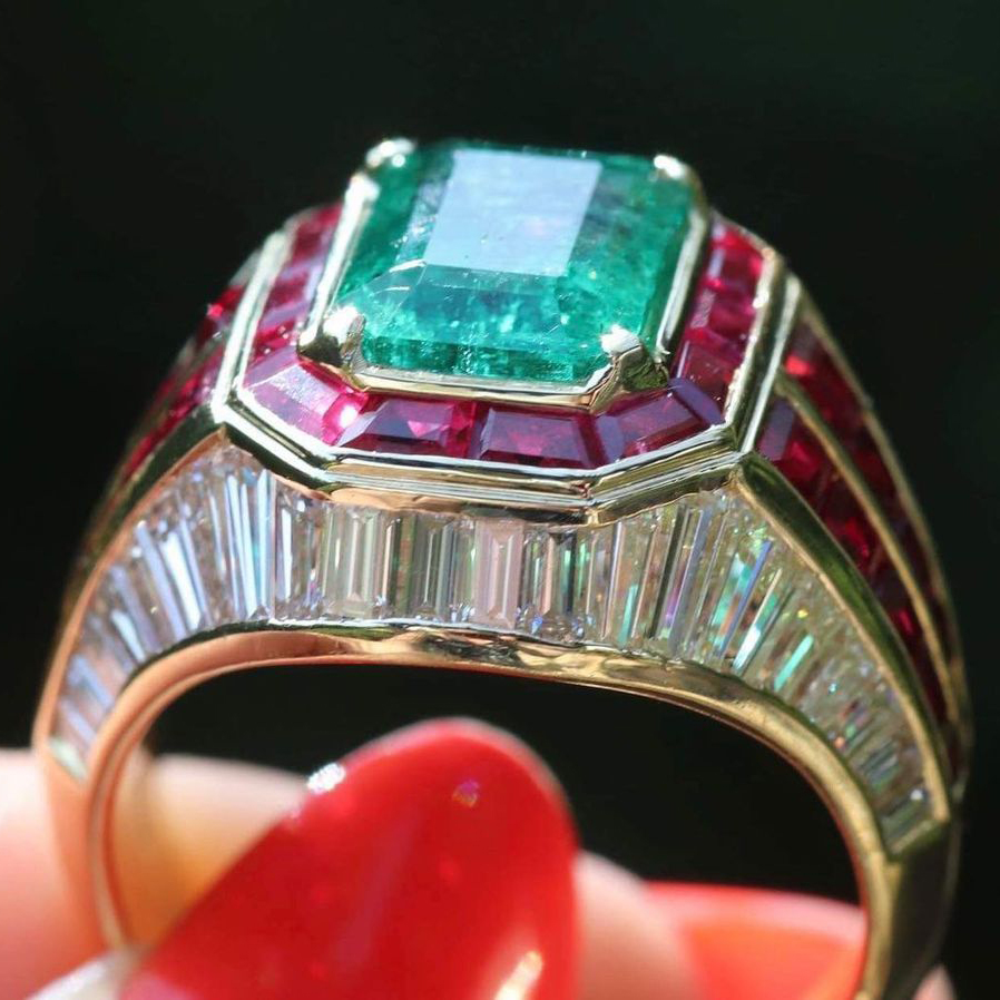 7ct Emerald Cut Emerald SapphireEngagement Ring