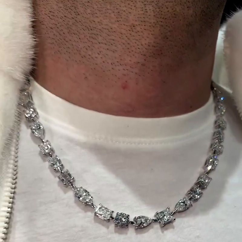 Multi-Cut White Sapphire Men's Necklace