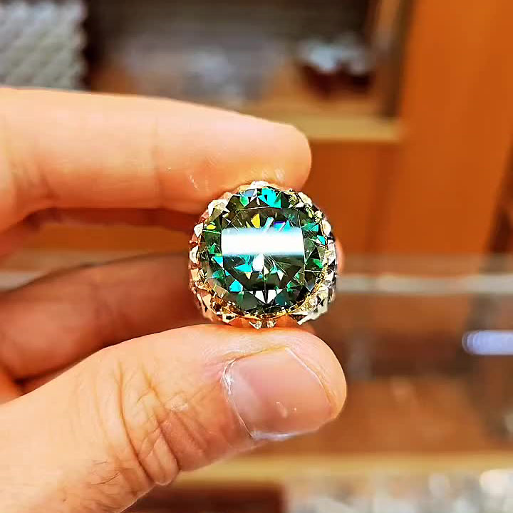 7ct Round Cut Emerald Sapphire Engagement Ring