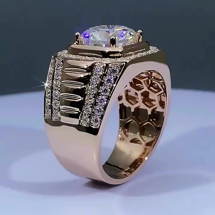 5ct Round Cut White Sapphire Men's Engagement Ring