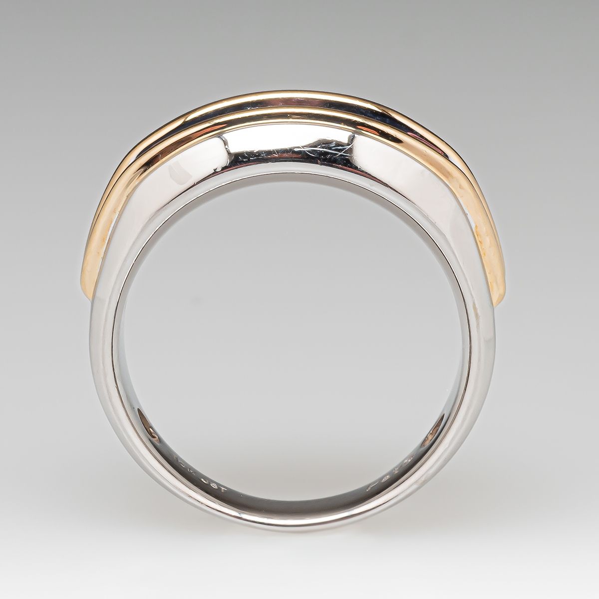 1.25ct Two-Tone Round Cut White Sapphire Mens Band Ring