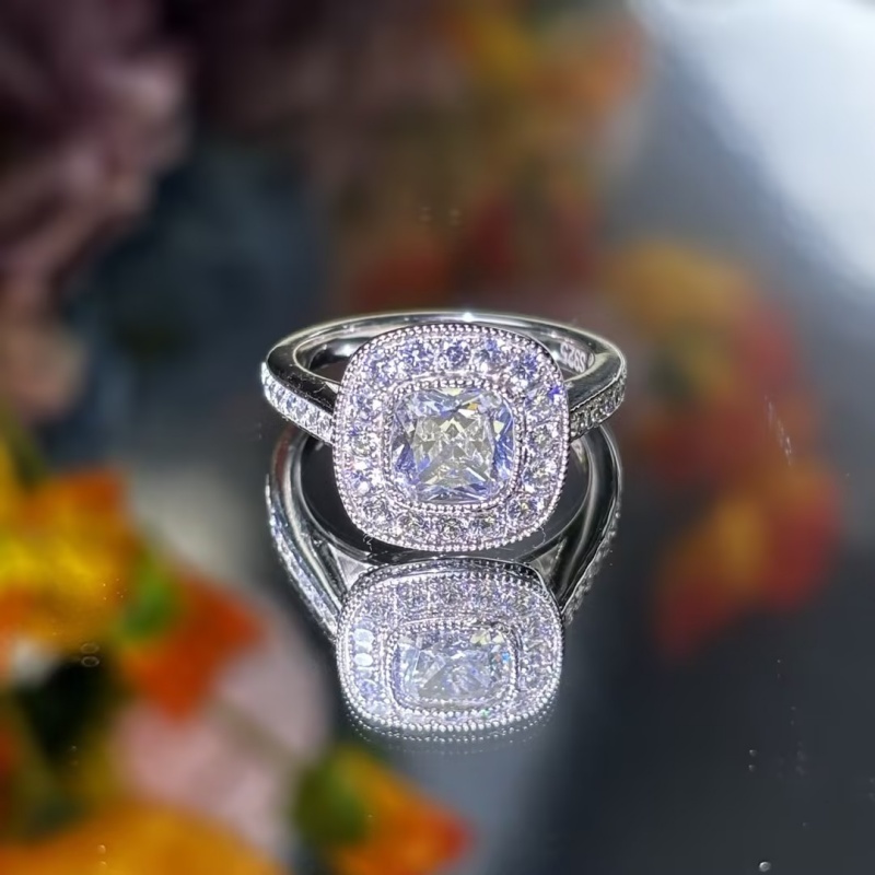 1.5ct Cushion Cut White Sapphire Halo Ring